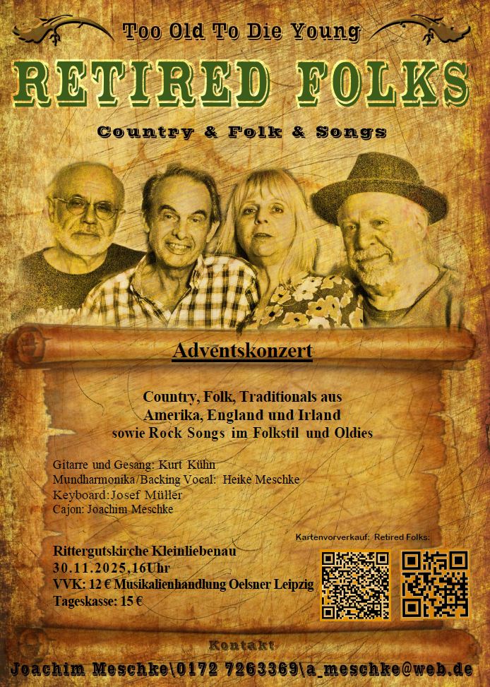 30.11.2025 Adventskonzert mit Retired Folks - Country & Folk & Songs
